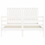 White solid wood bed frame with headboard 140x190 cm by vidaXL, Beds and slatted bases - Ref: Foro24-3194747, Price: 156,73 €...