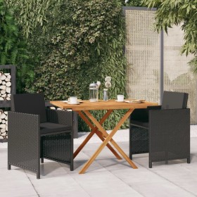 3-teiliges Garten-Essset mit schwarzen Kissen von vidaXL, Gartensets - Ref: Foro24-3094302, Preis: 248,10 €, Rabatt: %