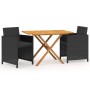 3-piece garden dining set with black cushions by vidaXL, Garden sets - Ref: Foro24-3094302, Price: 247,24 €, Discount: %