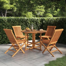 Folding garden dining set 5 pieces solid teak wood by vidaXL, Garden sets - Ref: Foro24-3096571, Price: 414,07 €, Discount: %