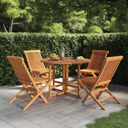 Folding garden dining set 5 pieces solid teak wood by vidaXL, Garden sets - Ref: Foro24-3096571, Price: 429,93 €, Discount: %