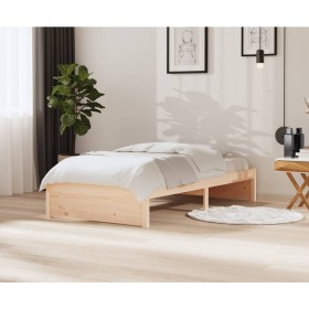 Solid pine wood bed frame 100x200 cm by vidaXL, Beds and slatted bases - Ref: Foro24-833237, Price: 113,57 €, Discount: %