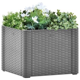 Arriate con sistema de riego automático gris 43x43x33 cm de vidaXL, Maceteros y jardineras - Ref: Foro24-317575, Precio: 70,9...