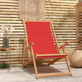 Folding solid teak wood beach chair in red. by vidaXL, Garden chairs - Ref: Foro24-317700, Price: 62,99 €, Discount: %