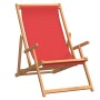 Silla de playa plegable de madera maciza de teca rojo de vidaXL, Sillas de jardín - Ref: Foro24-317700, Precio: 67,24 €, Desc...