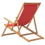 Folding solid teak wood beach chair in red. by vidaXL, Garden chairs - Ref: Foro24-317700, Price: 67,24 €, Discount: %