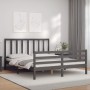 Estructura de cama matrimonio con cabecero madera maciza gris de vidaXL, Camas y somieres - Ref: Foro24-3193863, Precio: 153,...