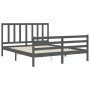 Estructura de cama matrimonio con cabecero madera maciza gris de vidaXL, Camas y somieres - Ref: Foro24-3193863, Precio: 153,...