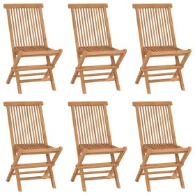 Folding garden chairs, 6 units, solid teak wood. by vidaXL, Garden chairs - Ref: Foro24-3096591, Price: 295,13 €, Discount: %