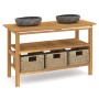 Bathroom vanity with river stone sinks solid teak wood by vidaXL, bathroom vanities - Ref: Foro24-3096590, Price: 443,99 €, D...