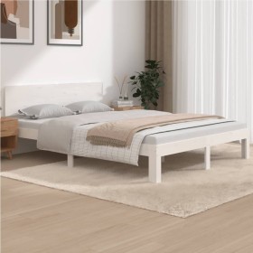 Estructura de cama de madera maciza de pino blanco 140x190 cm de vidaXL, Camas y somieres - Ref: Foro24-833108, Precio: 193,7...