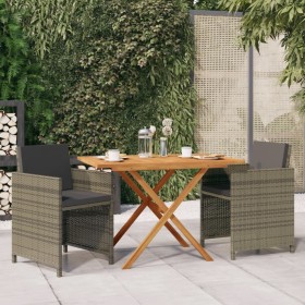 Garten Esstischgarnitur 3 Stück mit grauen Kissen von vidaXL, Gartensets - Ref: Foro24-3094303, Preis: 211,99 €, Rabatt: %