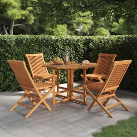 Folding garden dining set 5 pieces solid teak wood by vidaXL, Garden sets - Ref: Foro24-3096573, Price: 439,81 €, Discount: %