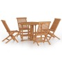 Folding garden dining set 5 pieces solid teak wood by vidaXL, Garden sets - Ref: Foro24-3096573, Price: 467,99 €, Discount: %