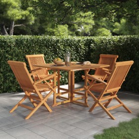 Folding garden dining set 5 pieces solid teak wood by vidaXL, Garden sets - Ref: Foro24-3096576, Price: 585,99 €, Discount: %