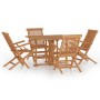 Folding garden dining set 5 pieces solid teak wood by vidaXL, Garden sets - Ref: Foro24-3096576, Price: 598,38 €, Discount: %