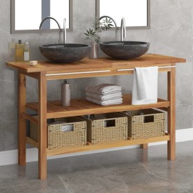 Solid teak wood bathroom vanity with black marble sinks by vidaXL, bathroom vanities - Ref: Foro24-3096586, Price: 467,99 €, ...