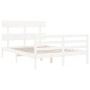 White solid wood bed frame with headboard 140x190 cm by vidaXL, Beds and slatted bases - Ref: Foro24-3195072, Price: 126,45 €...