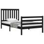 Bed frame with black solid wood headboard 100x200 cm by vidaXL, Beds and slatted bases - Ref: Foro24-3194240, Price: 126,13 €...