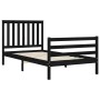 Bed frame with black solid wood headboard 100x200 cm by vidaXL, Beds and slatted bases - Ref: Foro24-3194240, Price: 126,13 €...