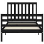 Bed frame with black solid wood headboard 100x200 cm by vidaXL, Beds and slatted bases - Ref: Foro24-3194240, Price: 126,13 €...