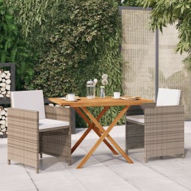 Set de comedor de jardín 3 piezas con cojines beige de vidaXL, Conjuntos de jardín - Ref: Foro24-3094300, Precio: 222,99 €, D...