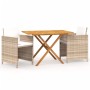 Set de comedor de jardín 3 piezas con cojines beige de vidaXL, Conjuntos de jardín - Ref: Foro24-3094300, Precio: 230,99 €, D...