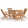 Folding 5-piece solid teak wood garden dining set by vidaXL, Garden sets - Ref: Foro24-3096572, Price: 588,60 €, Discount: %