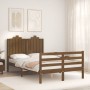 Estructura cama y cabecero madera maciza marrón miel 120x200 cm de vidaXL, Camas y somieres - Ref: Foro24-3194179, Precio: 14...