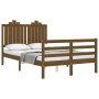 Honey brown solid wood bed frame and headboard 120x200 cm by vidaXL, Beds and slatted bases - Ref: Foro24-3194179, Price: 142...