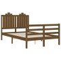 Honey brown solid wood bed frame and headboard 120x200 cm by vidaXL, Beds and slatted bases - Ref: Foro24-3194179, Price: 142...