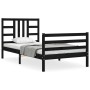 Estructura de cama con cabecero madera maciza negro 90x200 cm de vidaXL, Camas y somieres - Ref: Foro24-3193910, Precio: 118,...