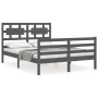 Gray solid wood bed frame with headboard 140x190 cm by vidaXL, Beds and slatted bases - Ref: Foro24-3194423, Price: 166,50 €,...