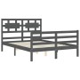 Gray solid wood bed frame with headboard 140x190 cm by vidaXL, Beds and slatted bases - Ref: Foro24-3194423, Price: 166,50 €,...