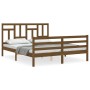 Estructura de cama matrimonio con cabecero madera marrón miel de vidaXL, Camas y somieres - Ref: Foro24-3194969, Precio: 148,...