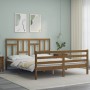 Double bed frame with honey brown wooden headboard by vidaXL, Beds and slatted bases - Ref: Foro24-3194969, Price: 148,99 €, ...