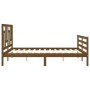 Double bed frame with honey brown wooden headboard by vidaXL, Beds and slatted bases - Ref: Foro24-3194969, Price: 148,99 €, ...