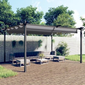 Cenador de jardín con techo retráctil gris antracita 4x3 m de vidaXL, Carpas y cenadores - Ref: Foro24-318538, Precio: 492,99...