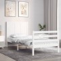 White solid wood bed frame with headboard 90x200 cm by vidaXL, Beds and slatted bases - Ref: Foro24-3194492, Price: 107,48 €,...