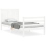 White solid wood bed frame with headboard 90x200 cm by vidaXL, Beds and slatted bases - Ref: Foro24-3194492, Price: 107,48 €,...