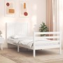 White solid wood bed frame with headboard 90x200 cm by vidaXL, Beds and slatted bases - Ref: Foro24-3194492, Price: 107,48 €,...