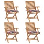 Folding garden chairs 4 pcs solid teak wood with cushions by vidaXL, Garden chairs - Ref: Foro24-3072736, Price: 406,56 €, Di...