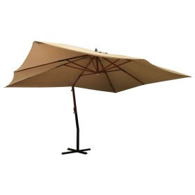 Sombrilla lateral voladiza con poste madera taupe 400x300 cm de vidaXL, Sombrillas - Ref: Foro24-318431, Precio: 196,30 €, De...