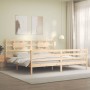 Estructura de cama con cabecero madera maciza 200x200 cm de vidaXL, Camas y somieres - Ref: Foro24-3194461, Precio: 143,99 €,...