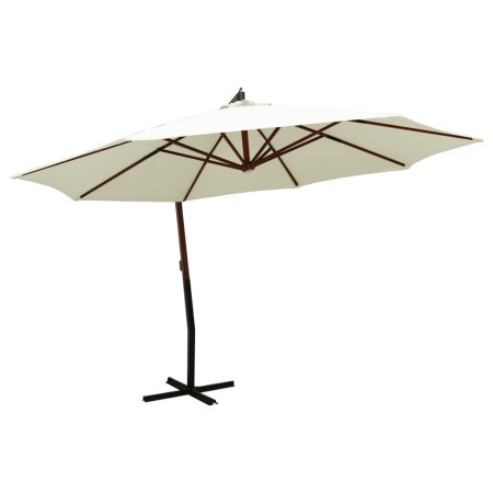 Hanging parasol with sand white wooden pole 350cm by vidaXL, Umbrellas - Ref: Foro24-318437, Price: 139,17 €, Discount: %