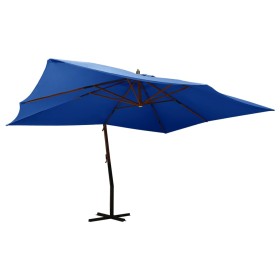 Cantilever parasol with blue wooden pole 400x300 cm by vidaXL, Umbrellas - Ref: Foro24-318435, Price: 149,99 €, Discount: %