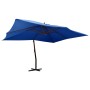 Sombrilla voladiza con poste de madera azul 400x300 cm de vidaXL, Sombrillas - Ref: Foro24-318435, Precio: 185,35 €, Descuent...