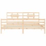 Bed frame with solid wood headboard 200x200 cm by vidaXL, Beds and slatted bases - Ref: Foro24-3194461, Price: 143,74 €, Disc...