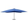 Sombrilla voladiza con poste de madera azul 400x300 cm de vidaXL, Sombrillas - Ref: Foro24-318435, Precio: 185,35 €, Descuent...