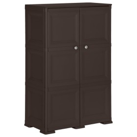 Kunststoff-Kleiderschrank, braunes Holzdesign, 79 x 43 x 125 cm von vidaXL, Schließfächer und Lagerschränke - Ref: Foro24-340...